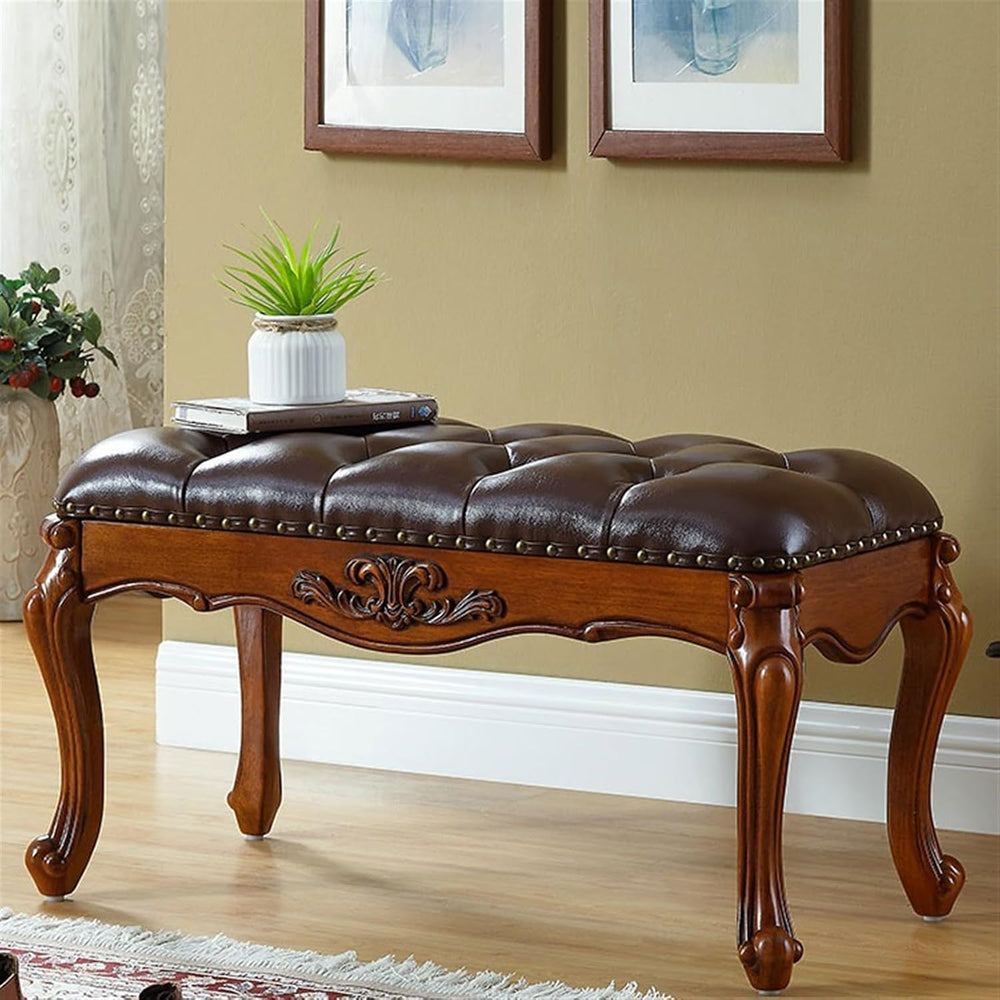 Modern 1.2m/1.5m Vintage European Bedside Stool Bedroom Carved Bench Wooden S...