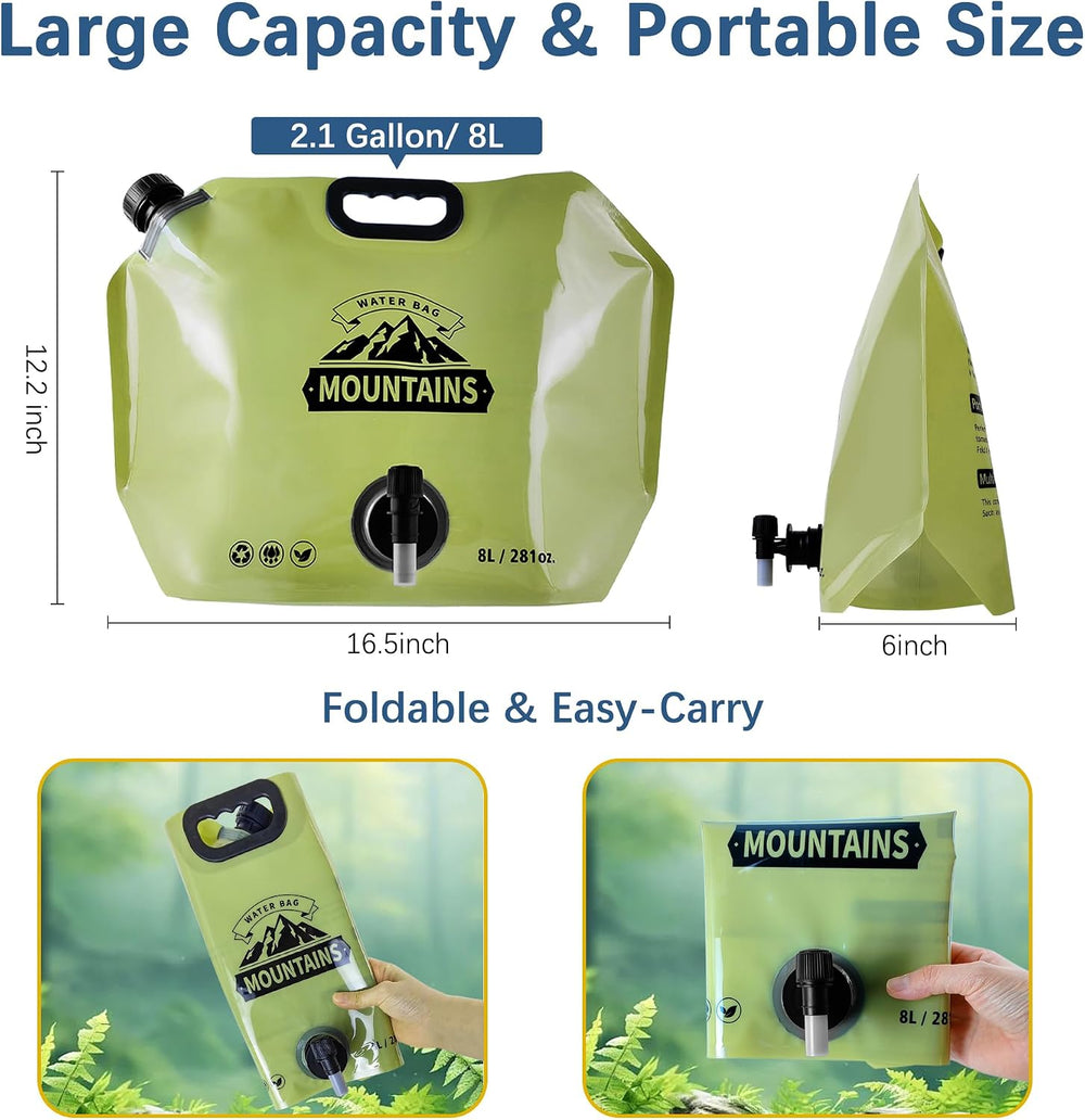 Water Jug Camping 2.1 Gallon Collapsible with Spigot, BPA Free Portable Water...