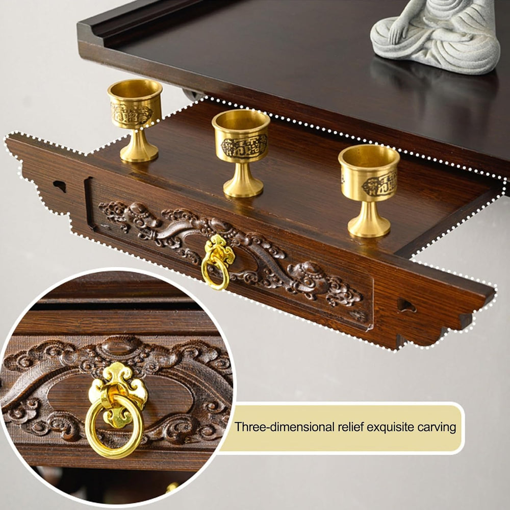 HARELA Buddha Altar Table, Wall-Mounted Personal Shrine Altar Table, Buddhist...