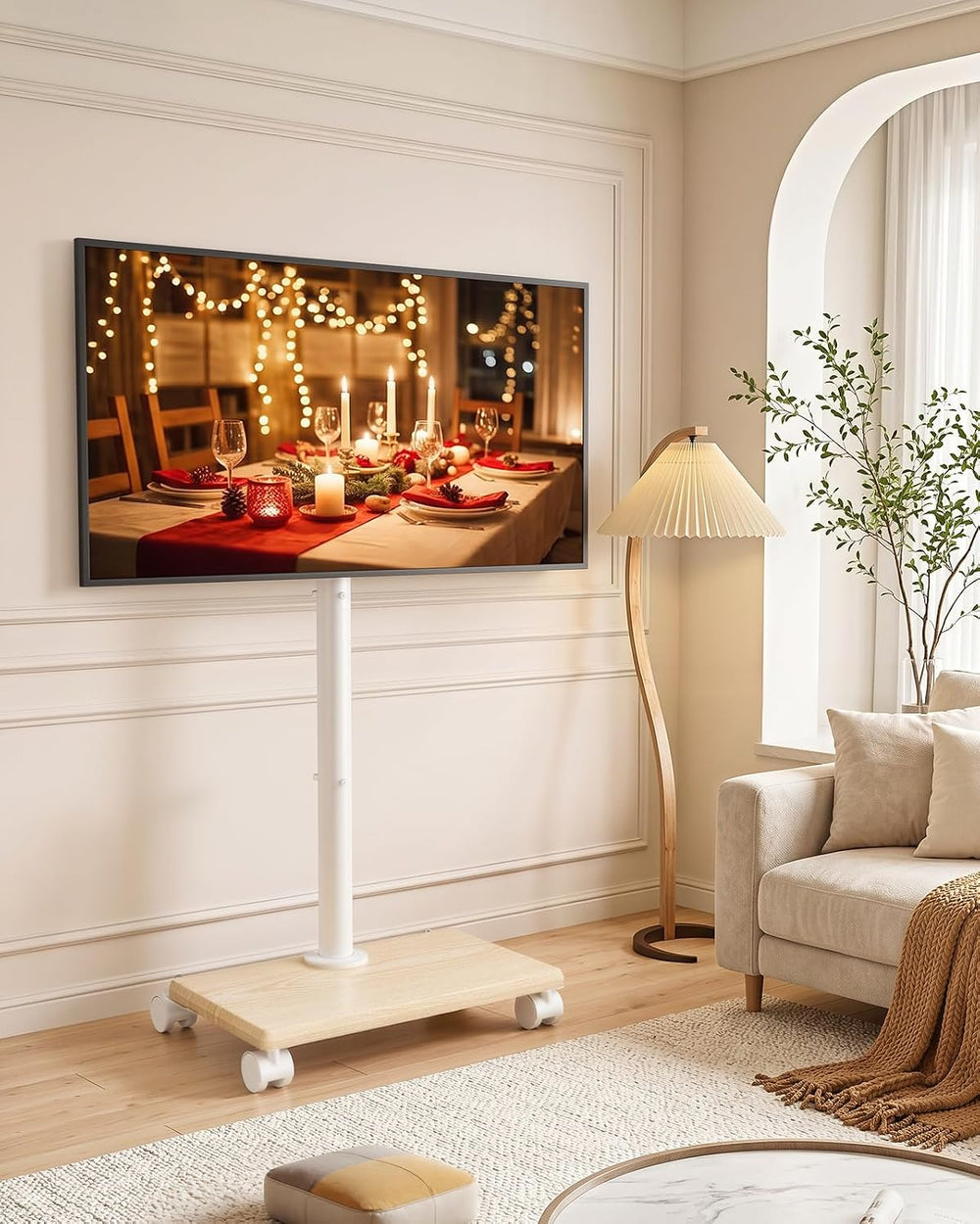 Perlegear Rolling TV Stand with Wheels for 32-60 Inch TVs | Height Adjustable...