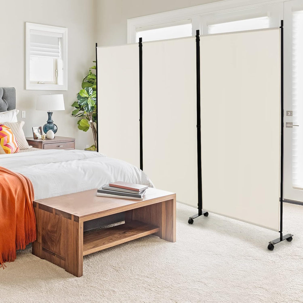 GOFLAME 3 Panel Folding Room Divider, 6FT Rolling Privacy Screen with Lockabl...