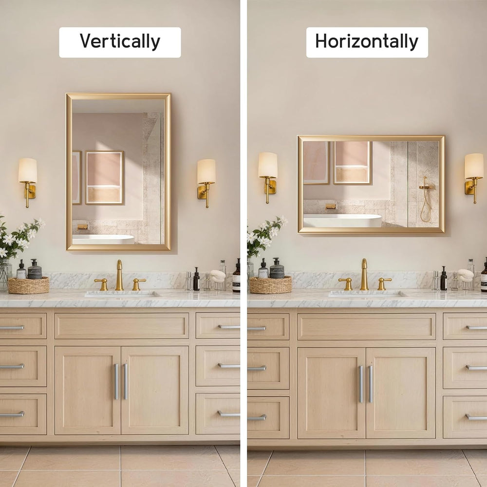 Gold Bathroom Mirror 24x36 Inch, Rectangle Vanity Mirror