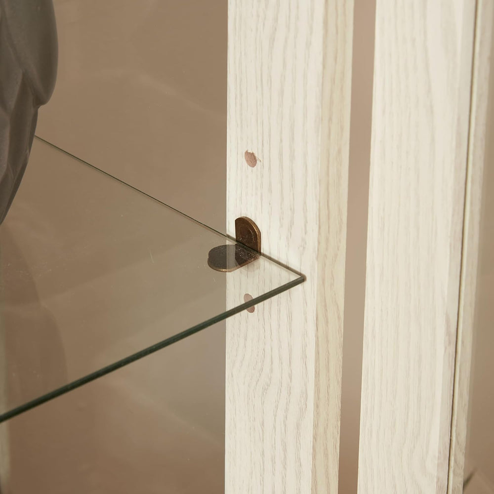 HRVEOCEI Curio Cabinet with Lighted, Display Cabinet with Glass Doors, Corner...
