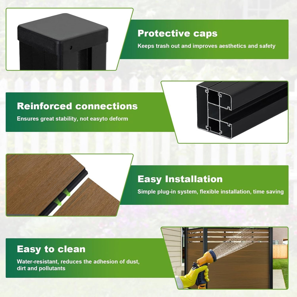 Mondaria Privacy Fence for Outside, 6ftx7.6ft Outdoor Privacy Panels with 1 I...