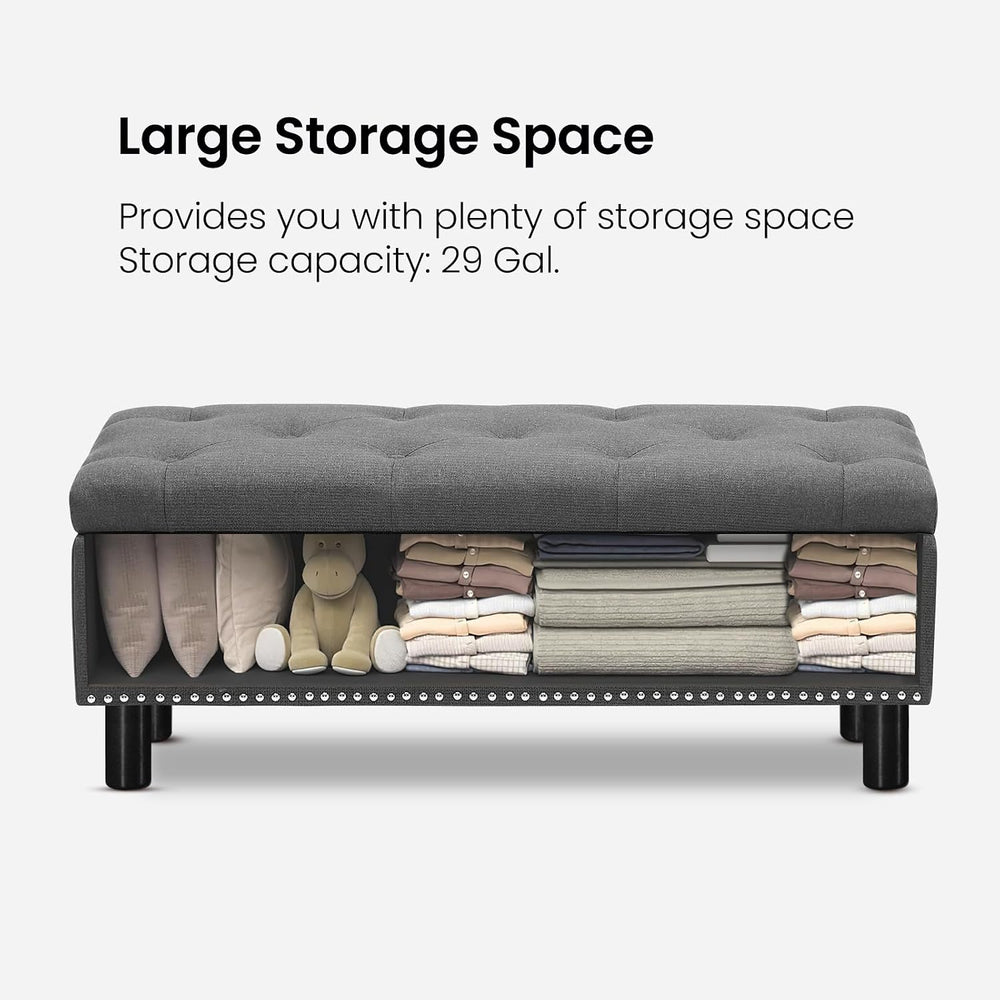 Furniliving 42" Ottoman with Storage, End of Bed Bench with Button-Tufte...