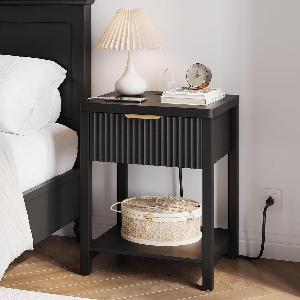 Fultyle Night Stand with Drawer, Mid Century Nightstand with Storage, Modern ...