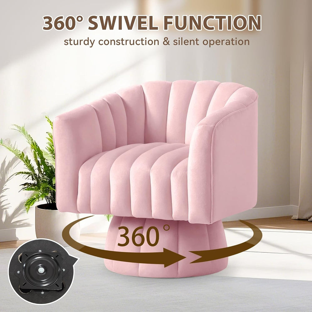 YSICK Swivel Accent Chair,360°Swivel Barrel Chairs, Mid-Century Chair with Wi...