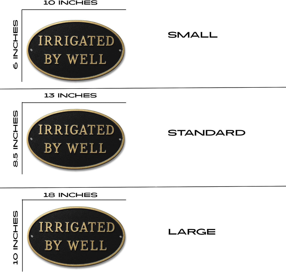 Montague Metal Products Cast Metal Irrigated by Well Oval Plaque Sign