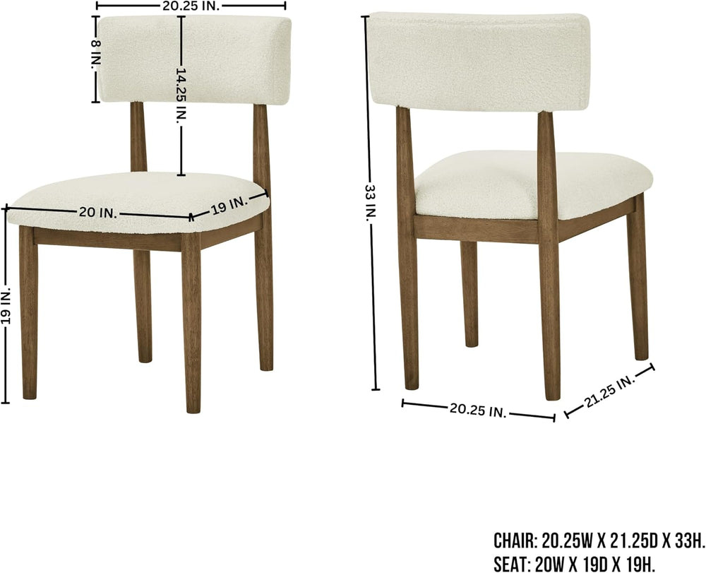 Roundhill Furniture Ellis Boucle Upholstered Dining Chairs, Set of 2, White/N...