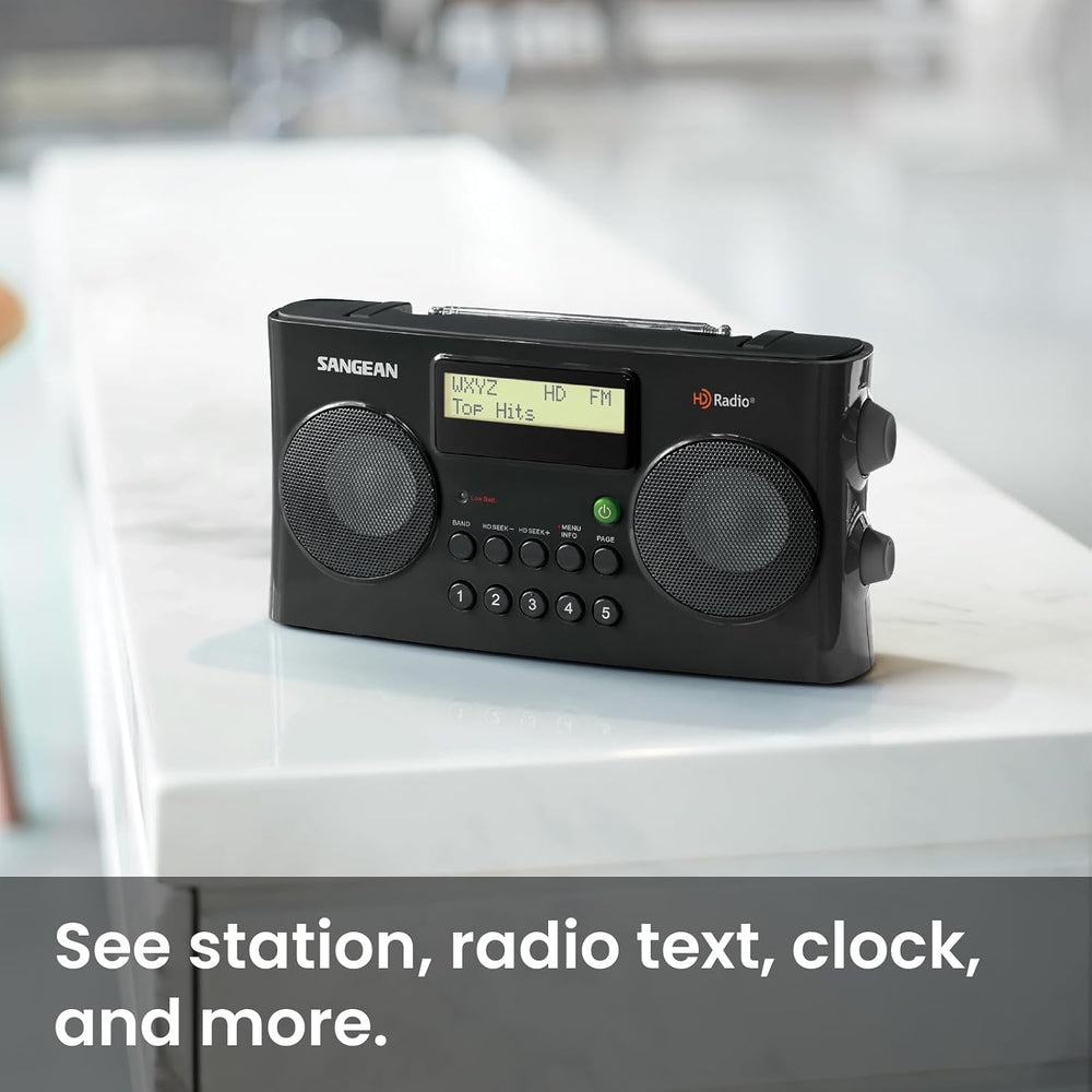 Sangean HDR-16 HD AM/FM Portable Radio, Black