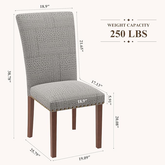 Stylish Dining Chairs Set of 4, Upholstered Parsons Dining Room Chair with Na...