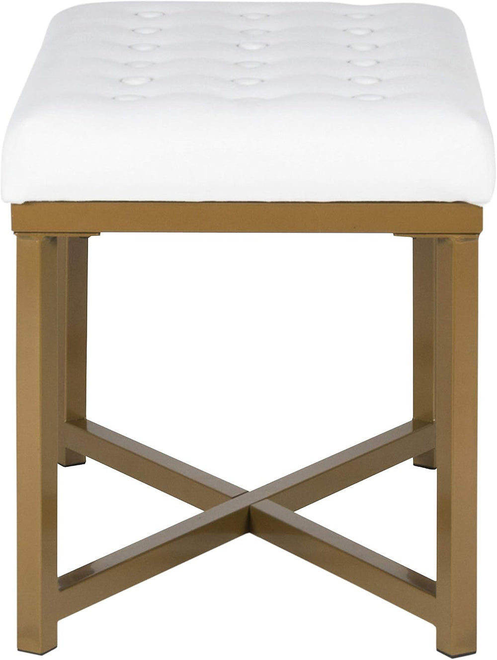 HomePop 24" Tufted Velvet Ottoman Bench - White