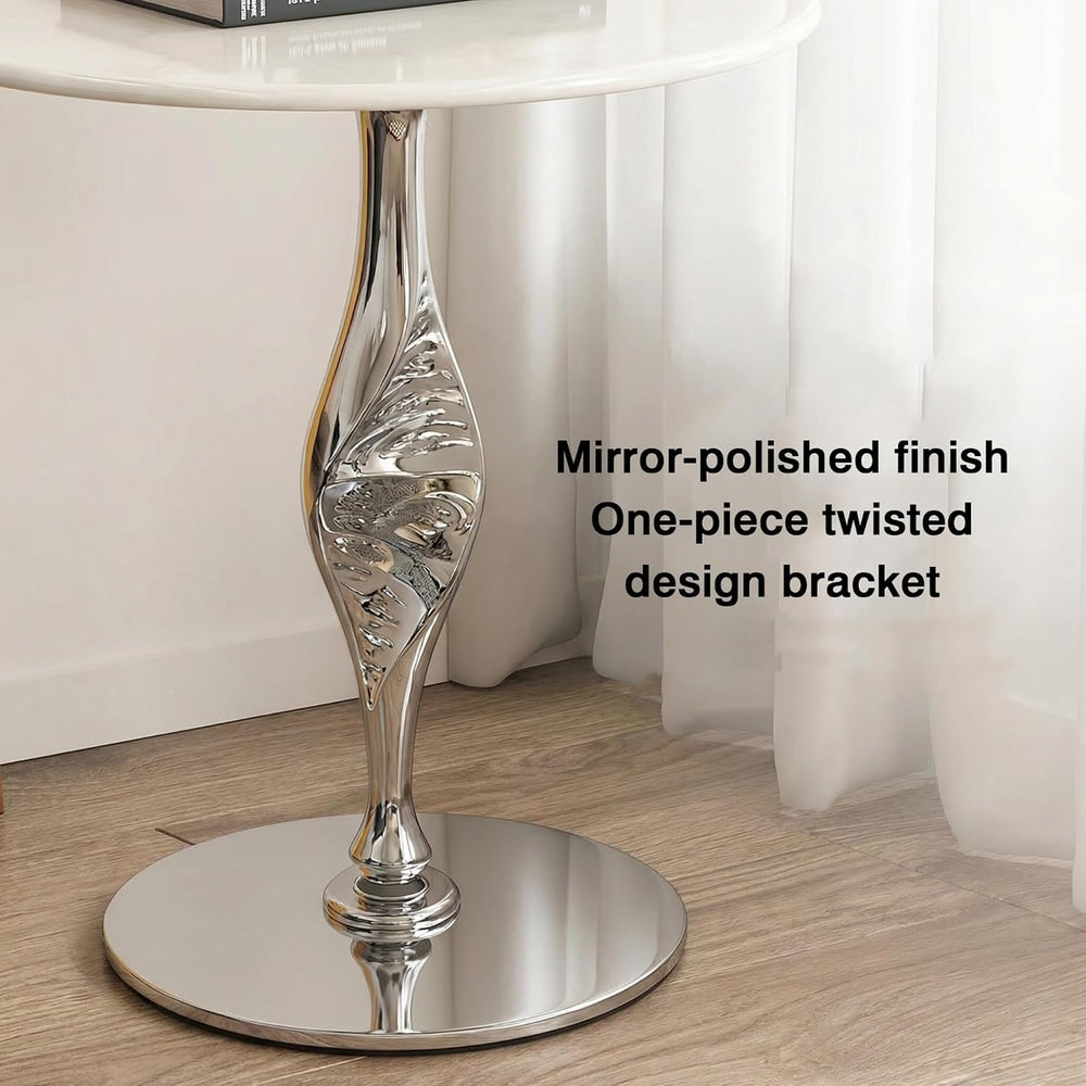 Marble Side Table/Small Round Table – Suitable for Living Room or Bedroom (as...