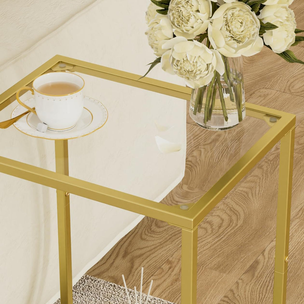 HOMSHO Side Tables Set of 2, End Tables with Tempered Glass, 2-Tier Nightstan...