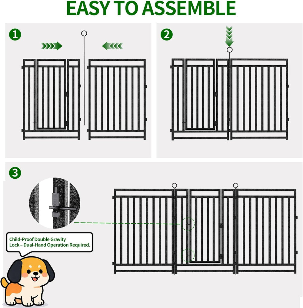 Decorative Garden Fence Metal Dog Fence Outdoor, 40in (H) x 108ft (L), 42 Pan...