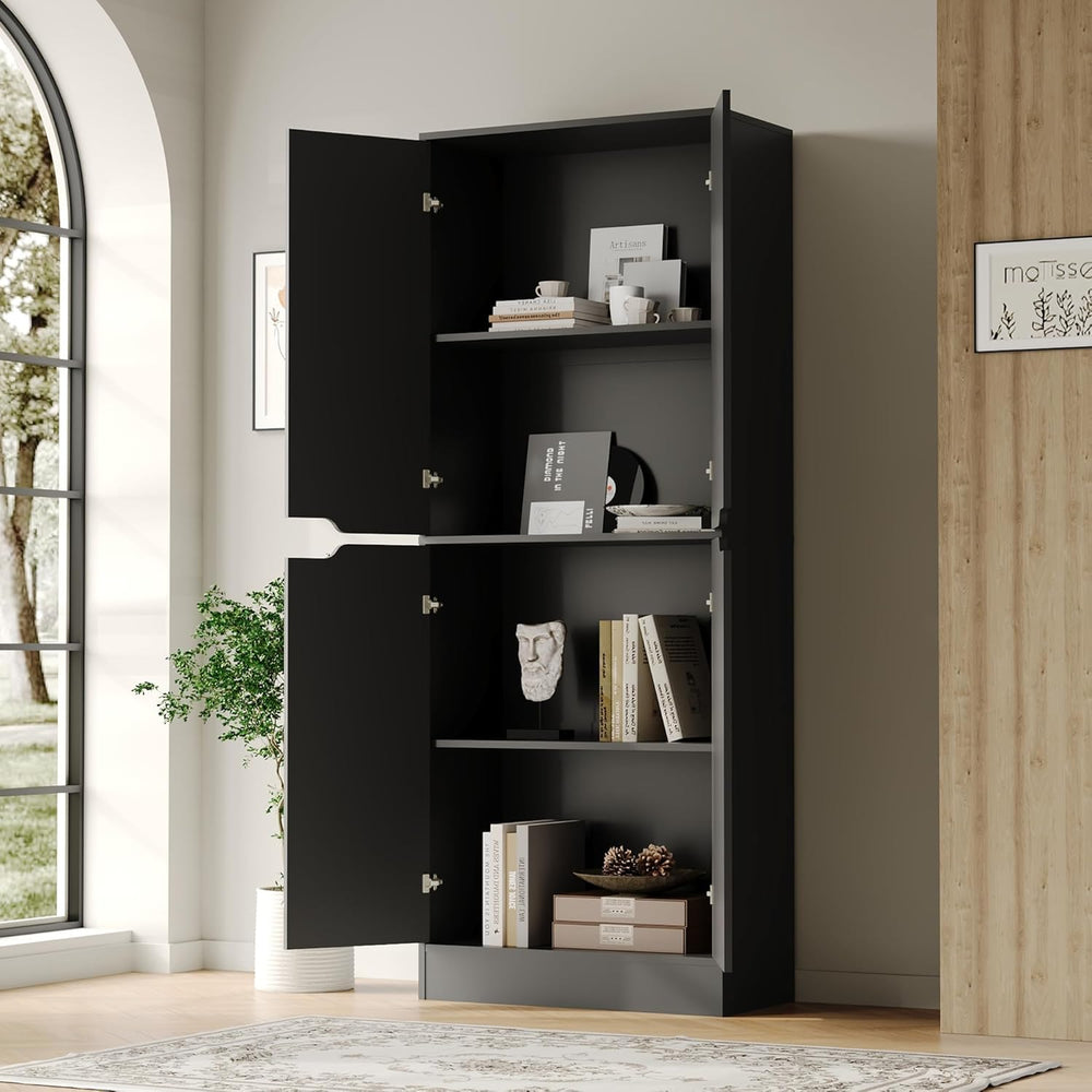 Housoul 71" Tall Freestanding Kitchen Pantry Cabinet, 4 Doors Freestandi...