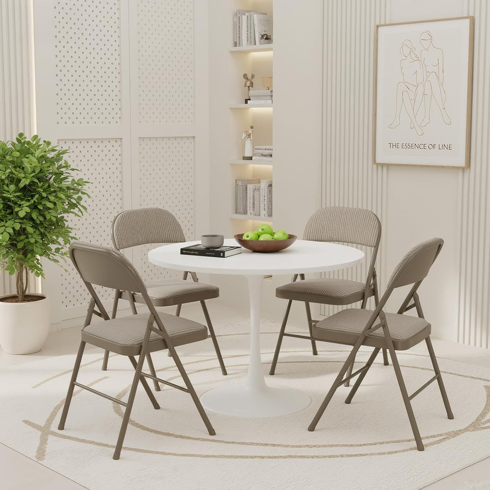DUMOS Padded Folding Chairs 4 Pack, Foldable Dining Patio Chairs, Outdoor