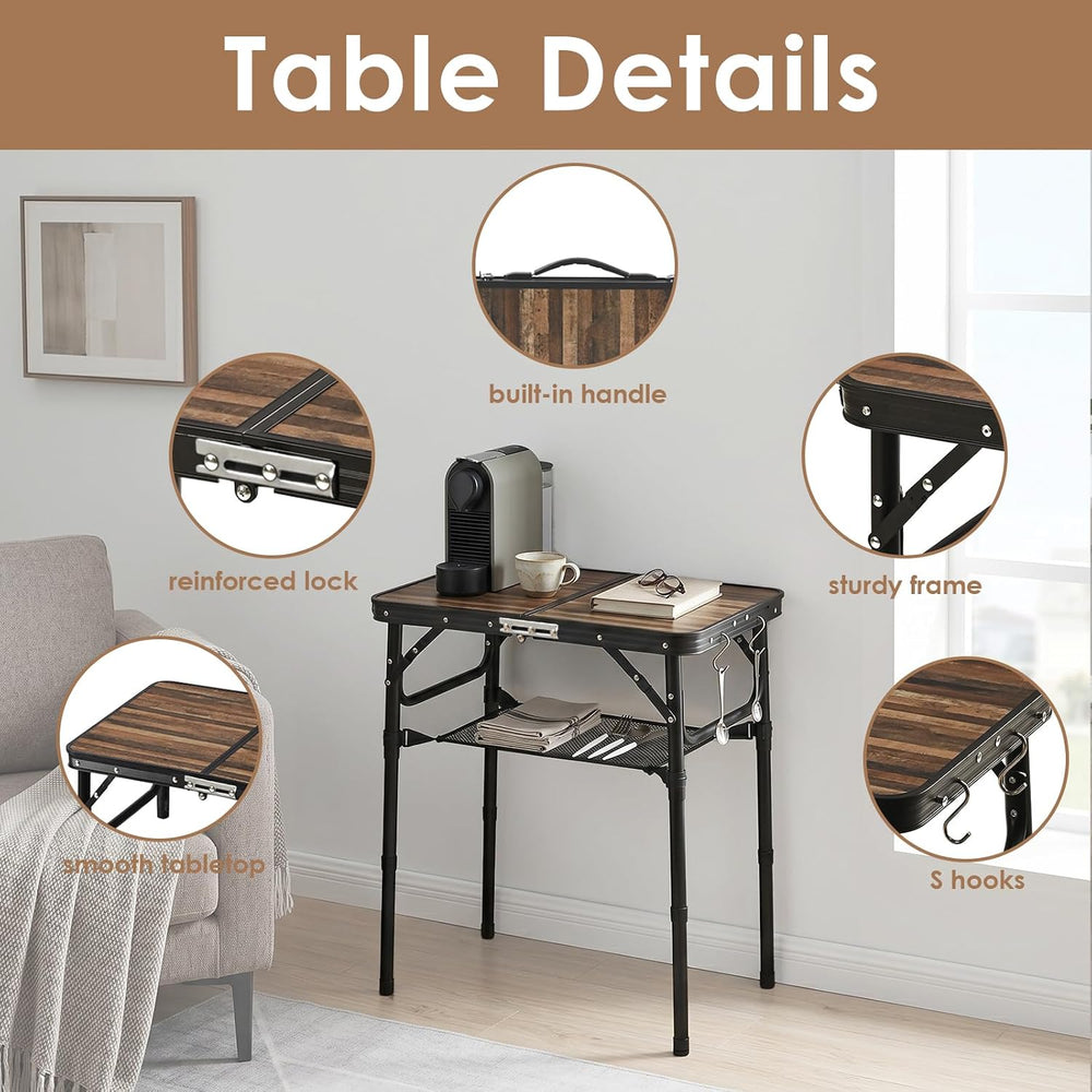 Folding TV Dinner Tray Table, Adjustable Height Sofa Snack Table | Portable T...