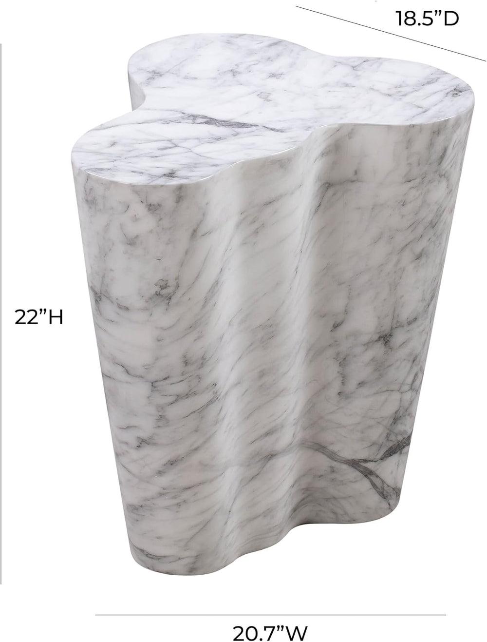 First of a Kind Tall Side Table in White Marble Concrete