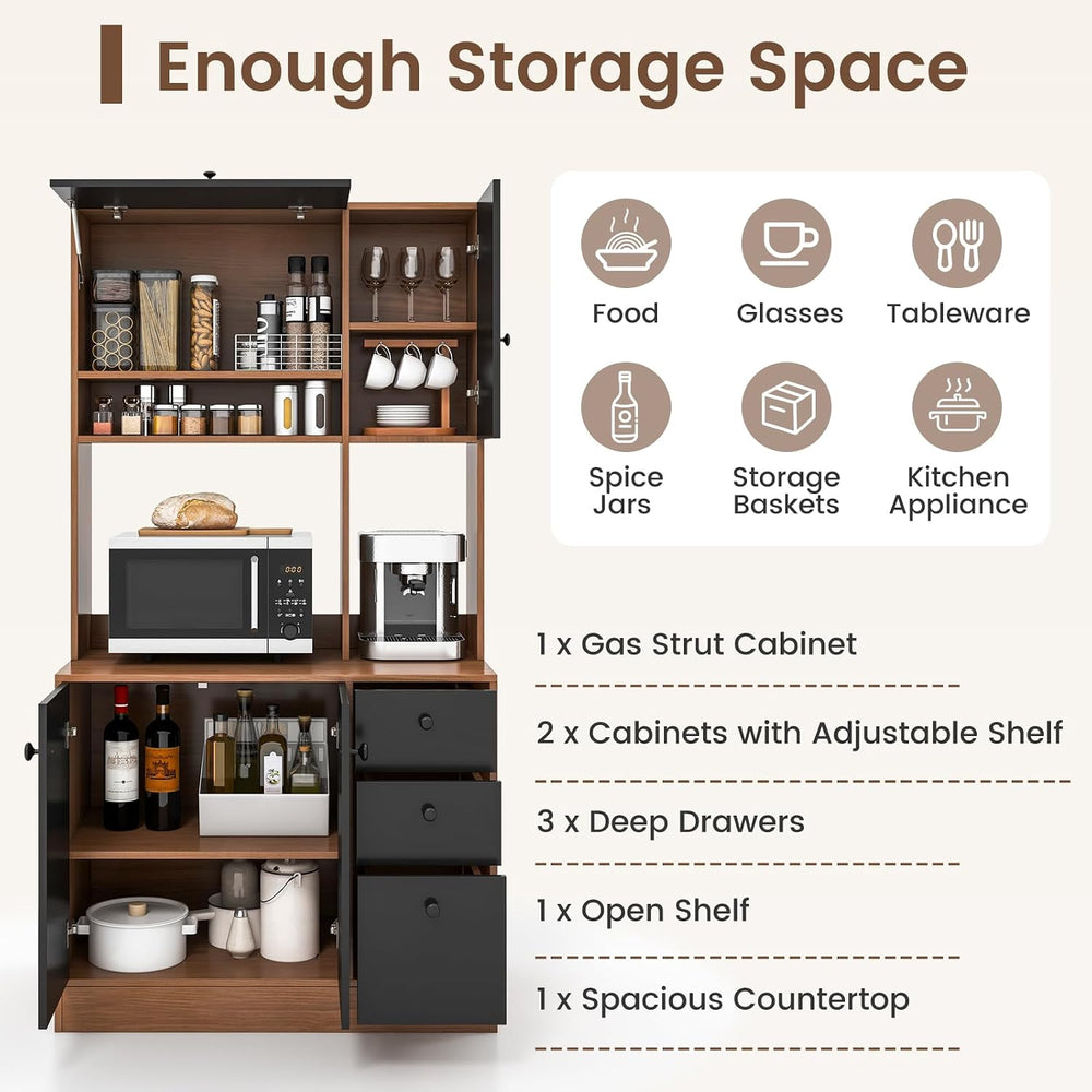 PETSITE Kitchen Buffet Hutch Storage Cabinet, 71" Freestanding Pantry wi...