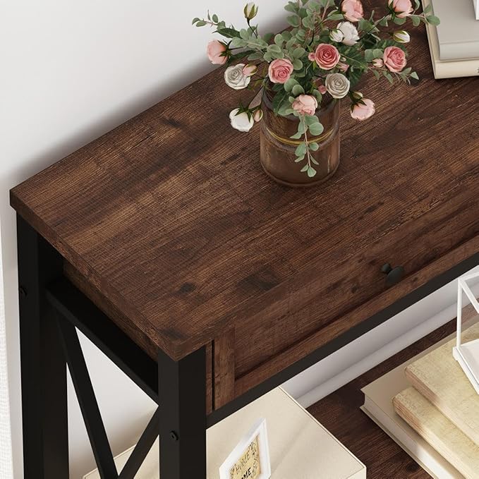 BON AUGURE Console Table with 2 Drawers, Entryway Tables with Storage, Sofa T...