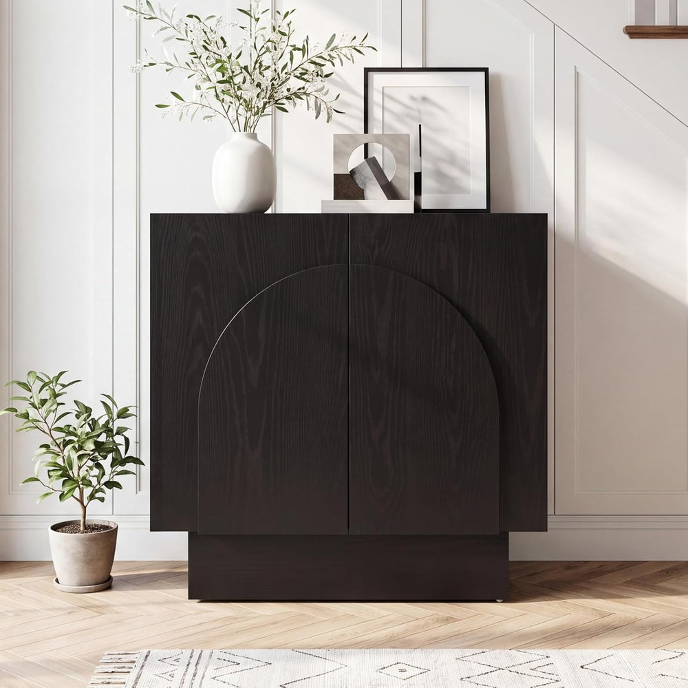 Ya-Home Black Sideboard Buffet Cabinet with Storage, 31.5” Modern Sideboard C...