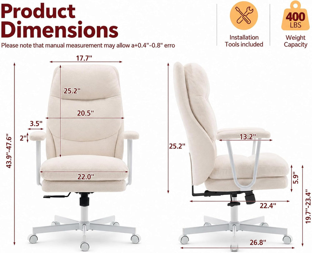 Ergonomic Office Chair, High Back Fabric Executive Chair with Thick Cushion, ...