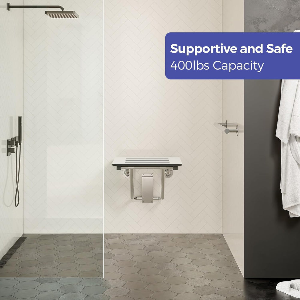 Stardrix 18" x 16" ADA Compliant Phenolic White Folding Shower Seat...