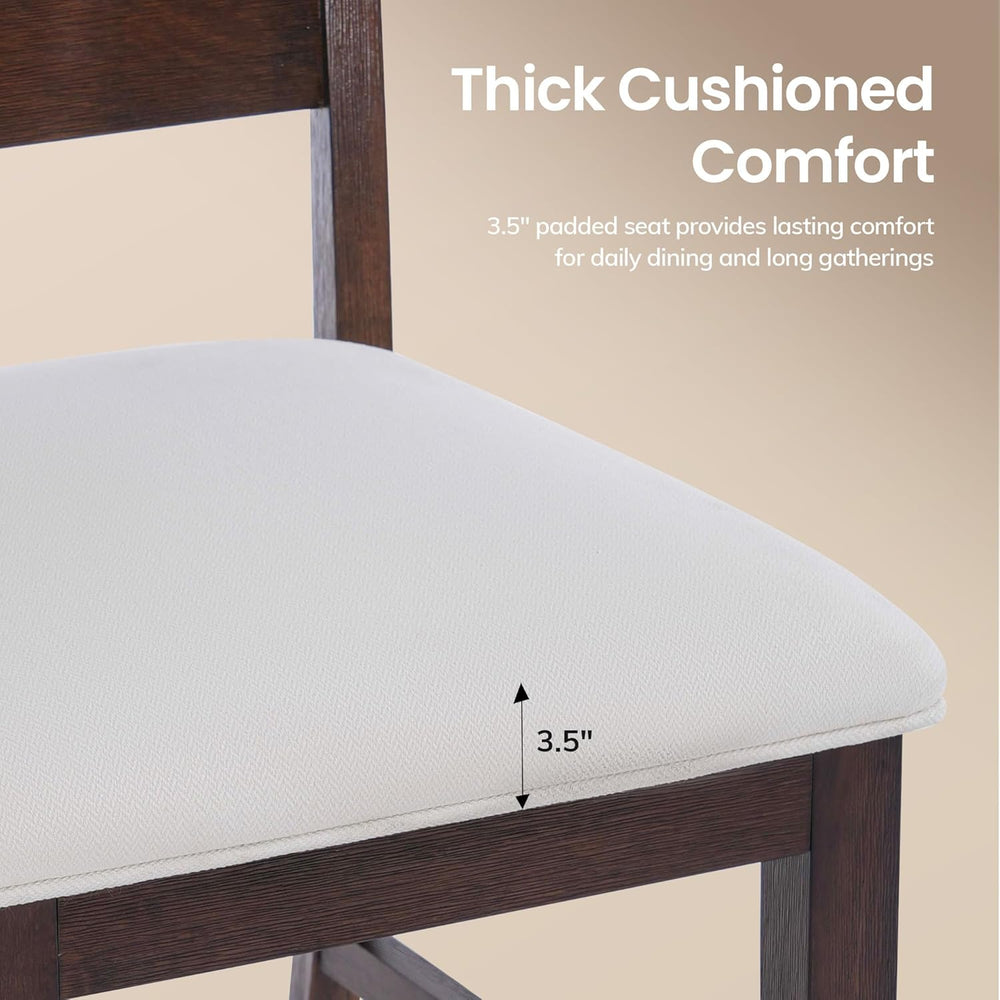 COLAMY Wooden Dining Chairs Set of 4, Farmhouse Upholstered Dining Room Chair...