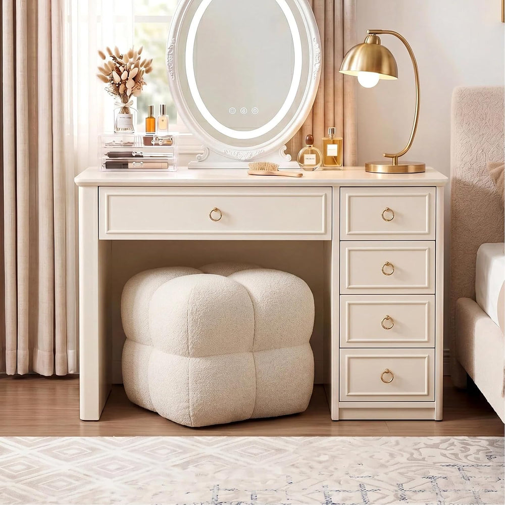 Zesthouse Square Pouf Ottoman Footstool, Modern Vanity Chair for Bedroom | Li...