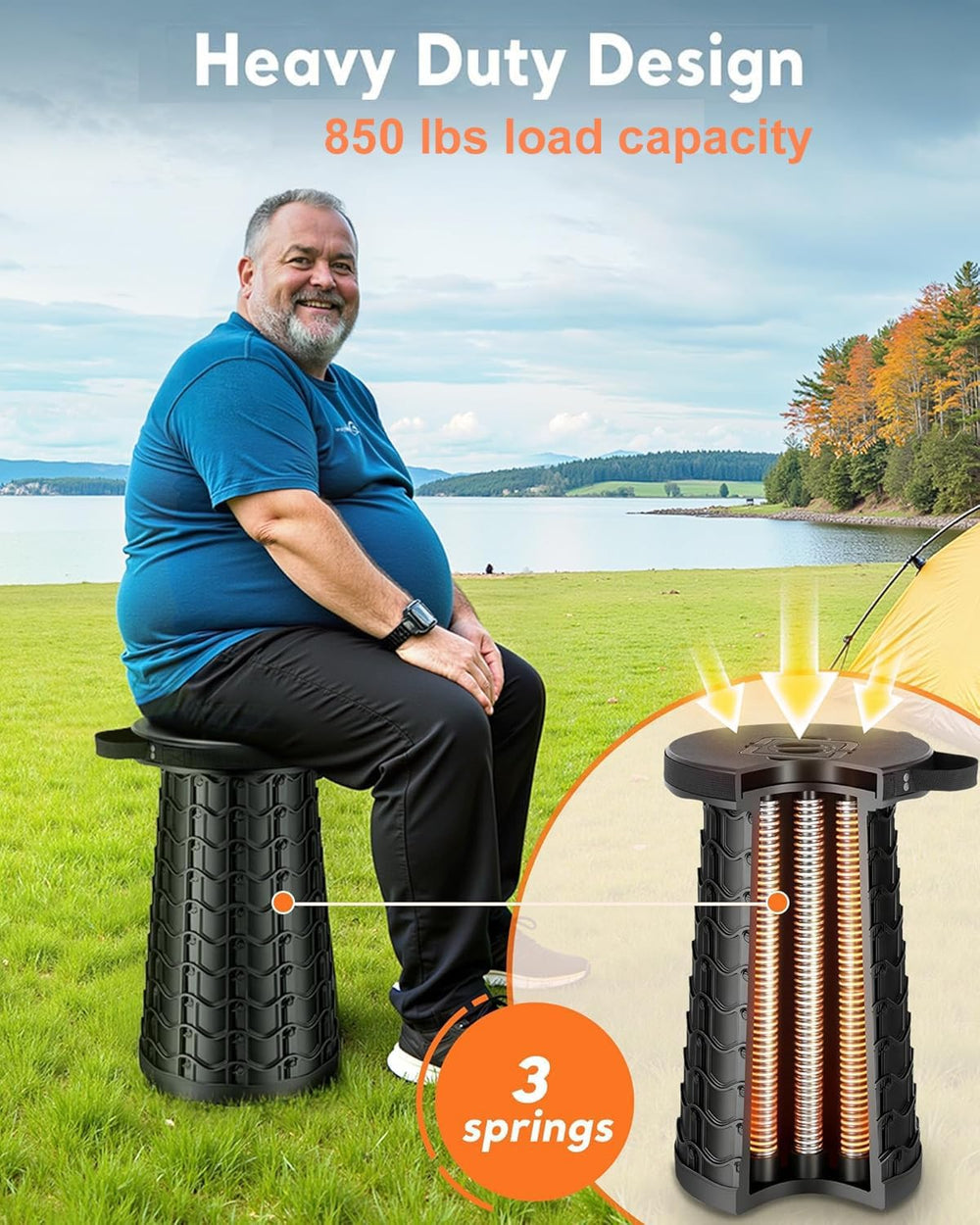Outward Gear 2026 Upgraded 20.3" Tall Collapsible Stool Extra Large Stur...
