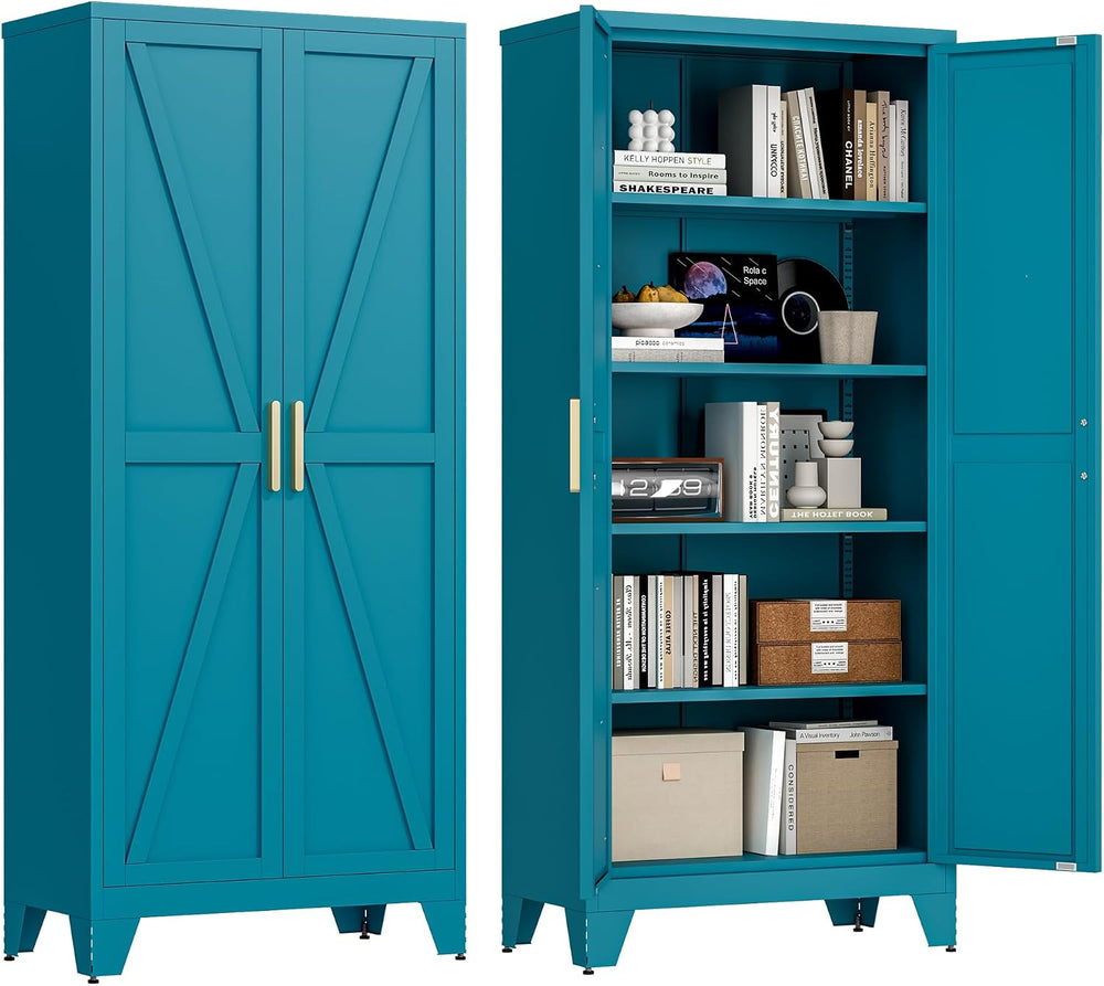 Washsemba 71'' Farmhouse Metal Storage Cabinet with Barn Doors,Steel ...