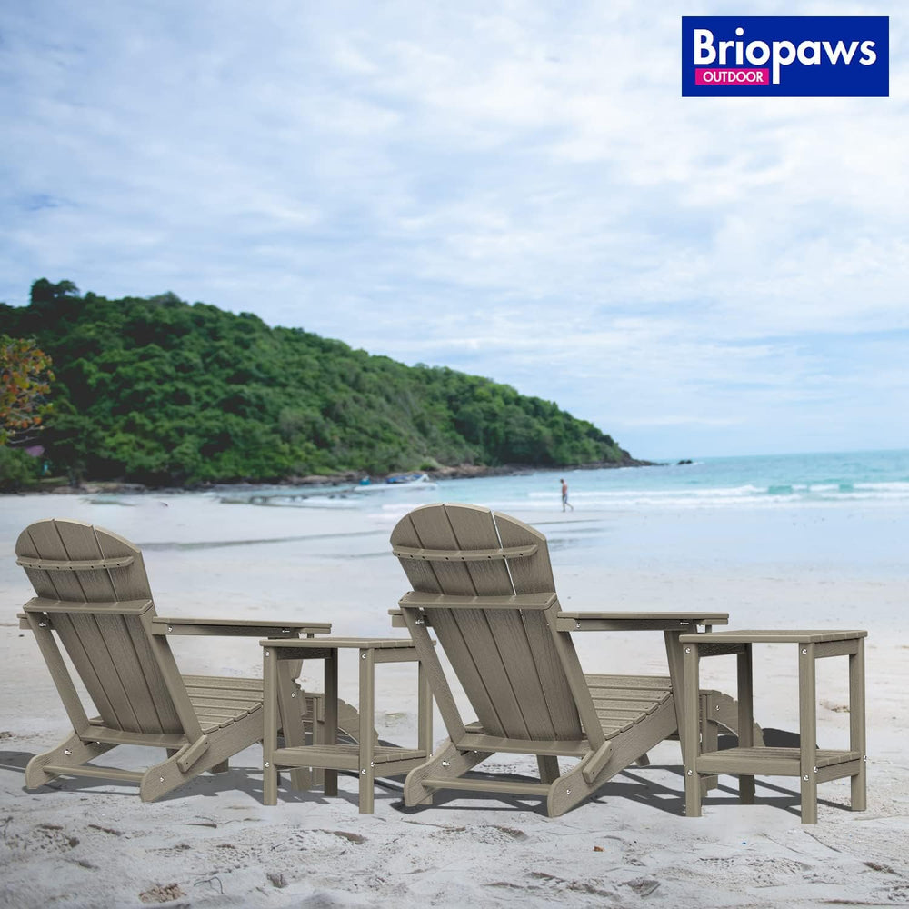 BRIOPAWS Adirondack Ottomans | Folding | Set of 4 | HDPE Plastic | Wood Grain...