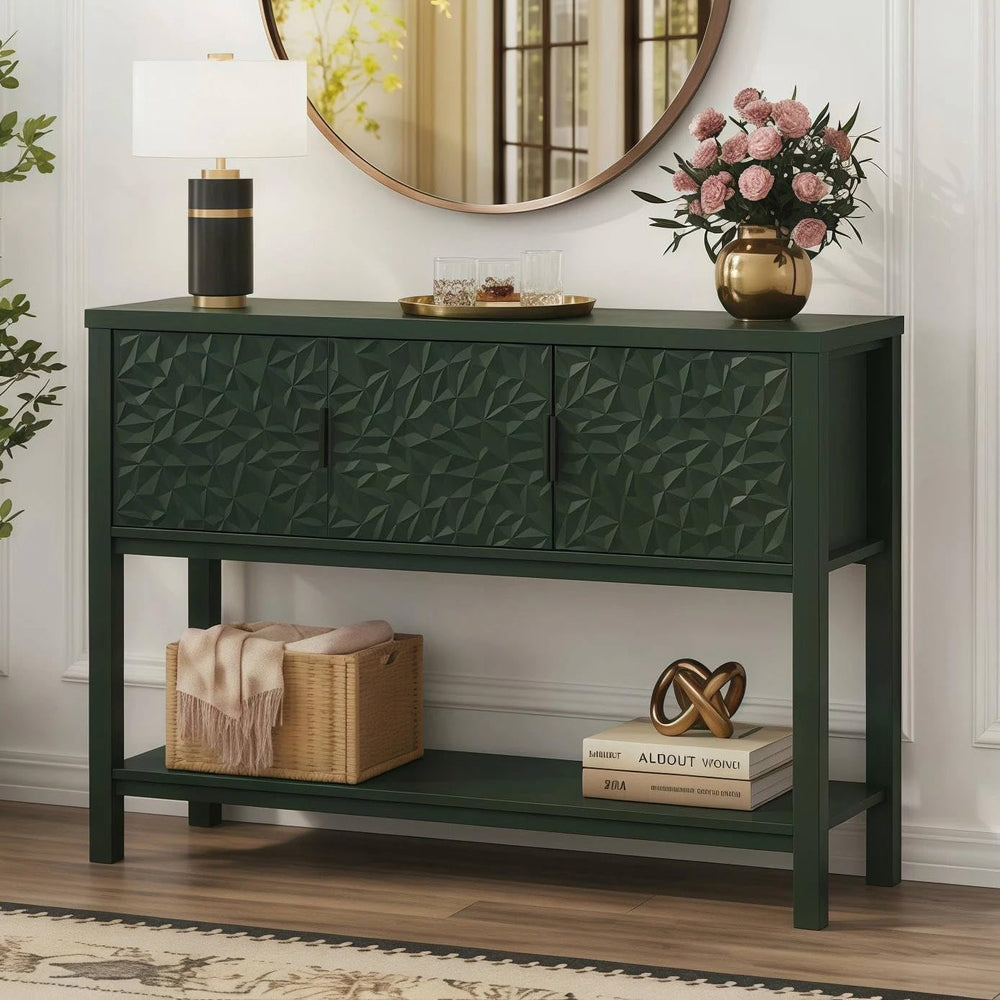 Console Table with Storage, Entryway Sofa Table with Storage and Shelf, Moder...