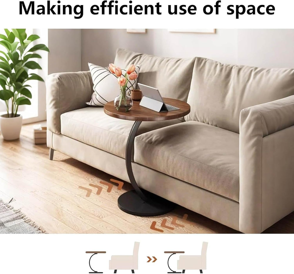 C Shaped End Table for Couchs, Couch Tables That Slide Under, Couch Side Tabl...