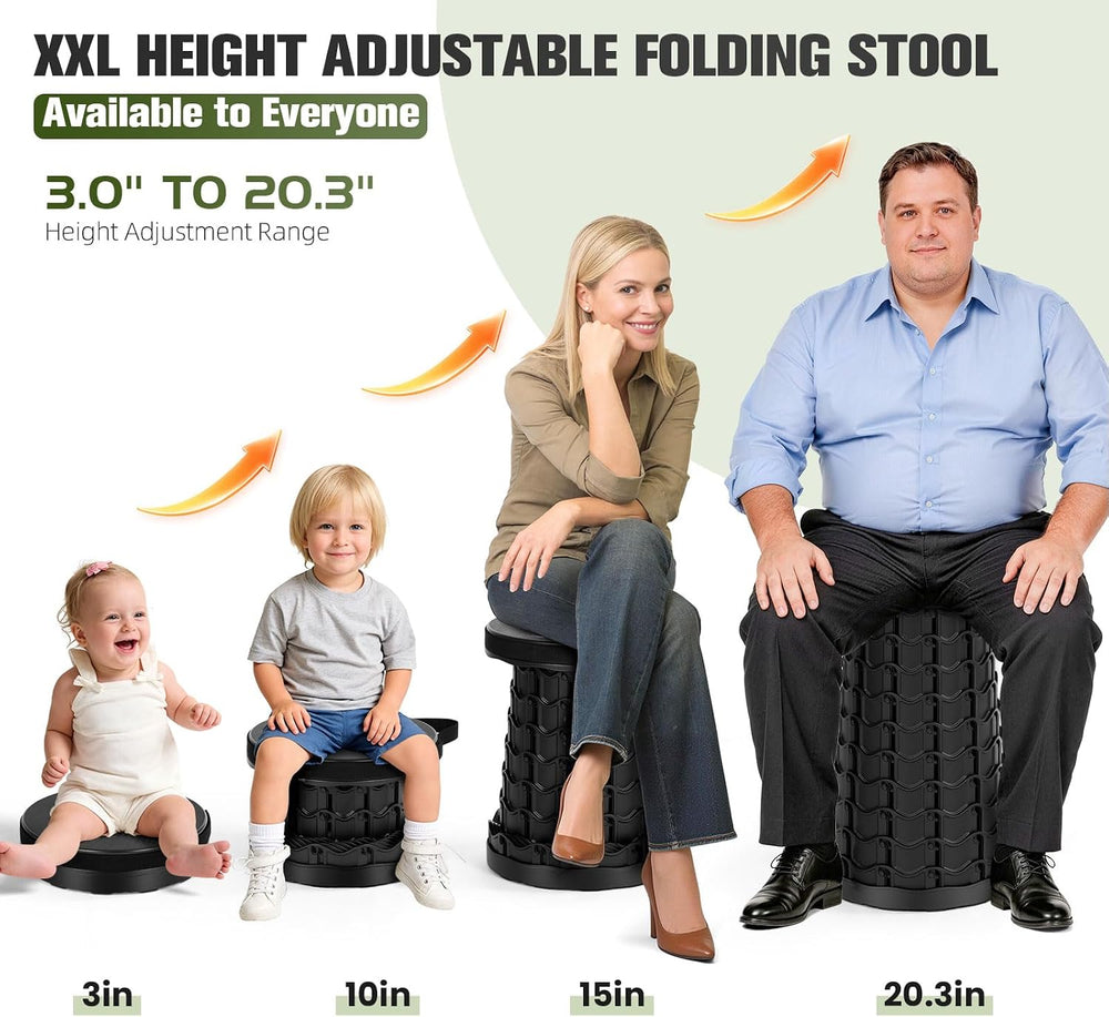Upgraded XXL Collapsible Stool - Folding Stool Max 1000lb Capacity,Portable C...