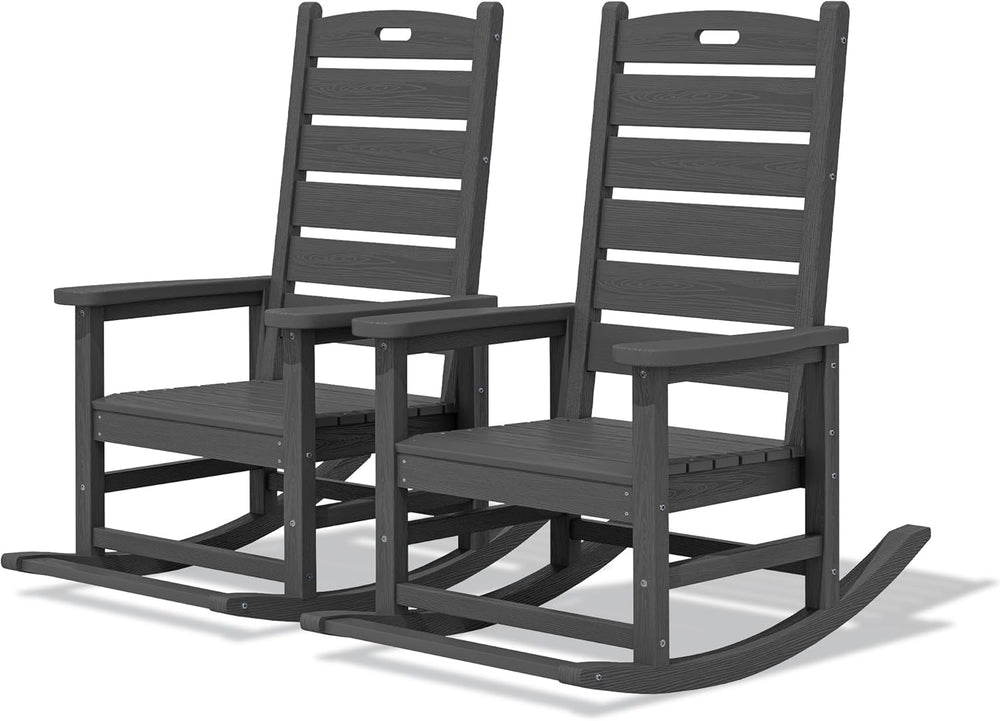 SERWALL Outdoor Rocking Chair Set of 2, Oversized Rocking Chair with Footboar...