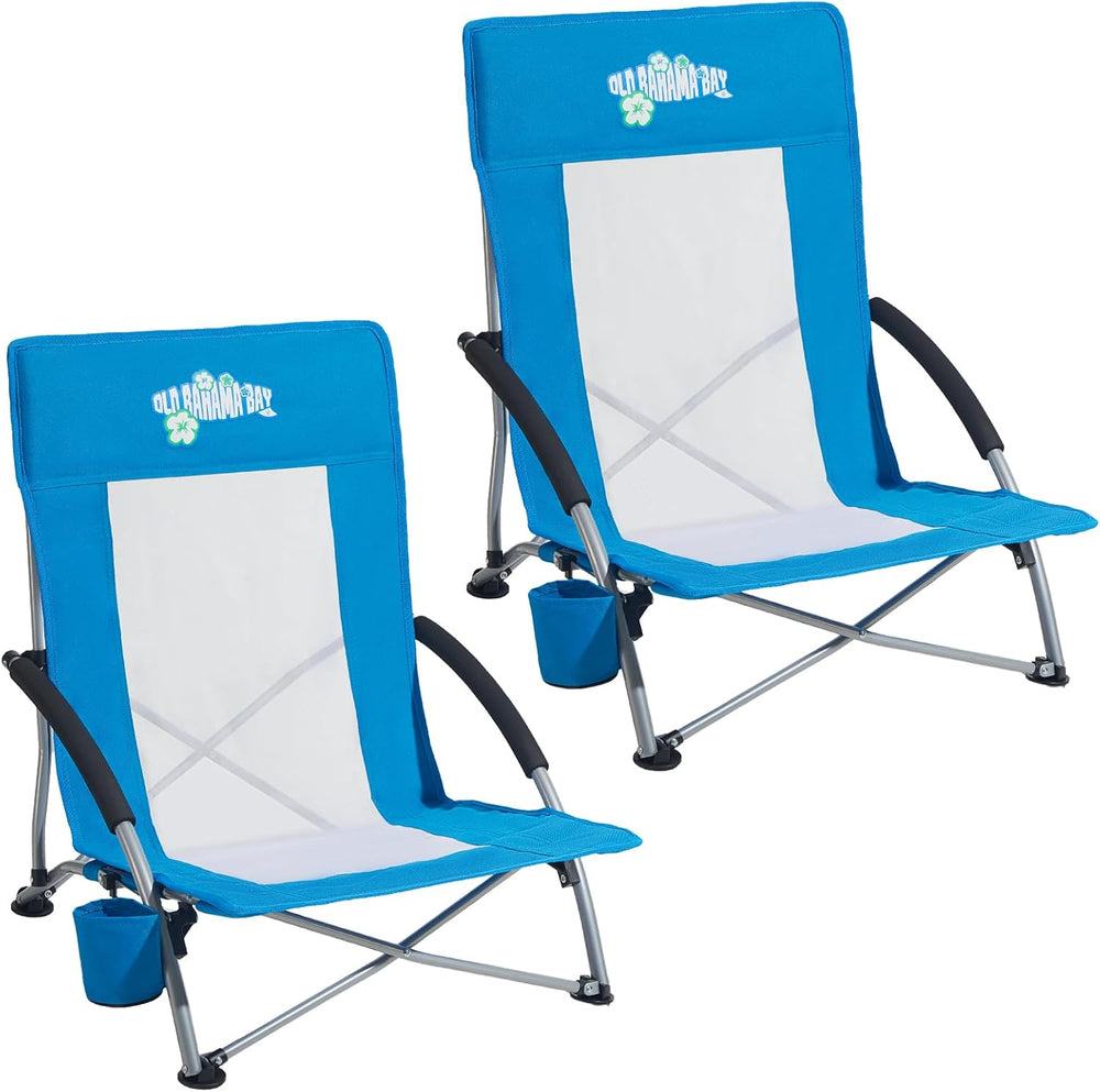 Old Bahama Bay Folding Beach Chair 2 Pack, Beach Chairs for Adults Low Beach ...