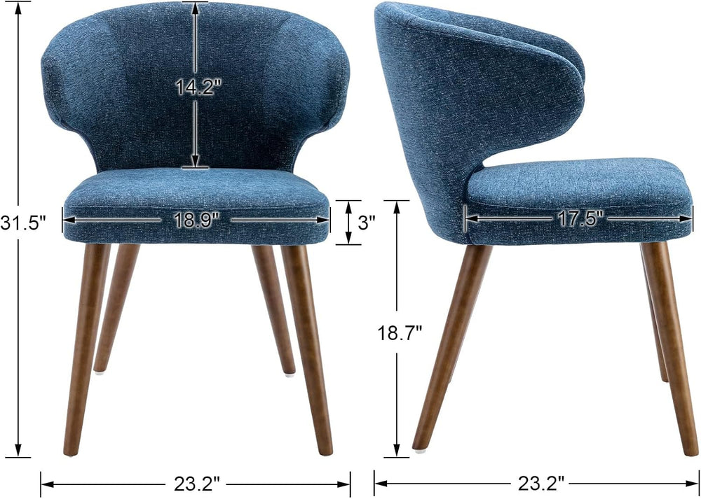 HNY Mid Century Modern Dining Chairs Set of 4, Upholstered Curved Wingback Ac...