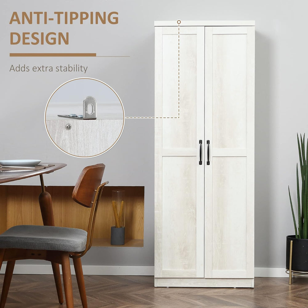 63" Kitchen Pantry, Freestanding Storage Cabinet with 5-Tier Shelving an...