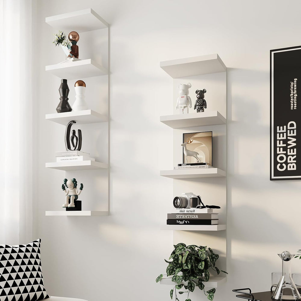 LitaEther 5 Tier Lack Floating Shelf, White Wall Shelf Unit,Display Shelf