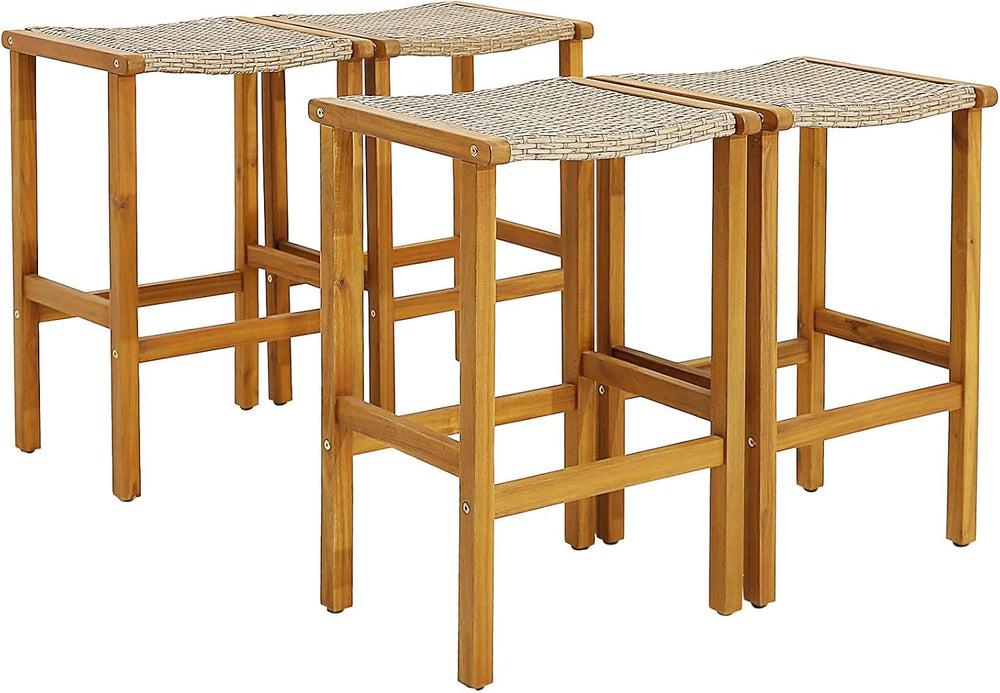 COSTWAY Outdoor Bar Stools Set of 4, 30-inch Height Backless Bar Chairs with ...