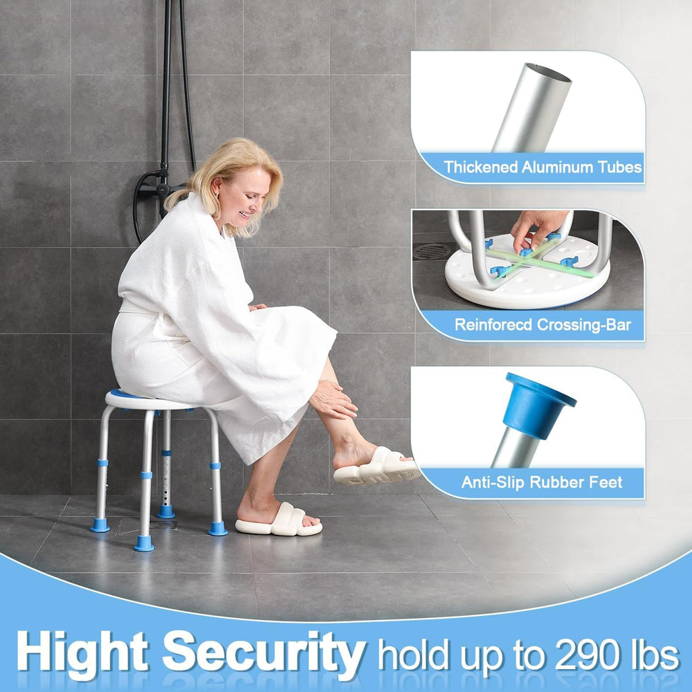 Adjustable Shower Chair for Inside Shower, HSA/FSA Eligible Round Shower Stoo...