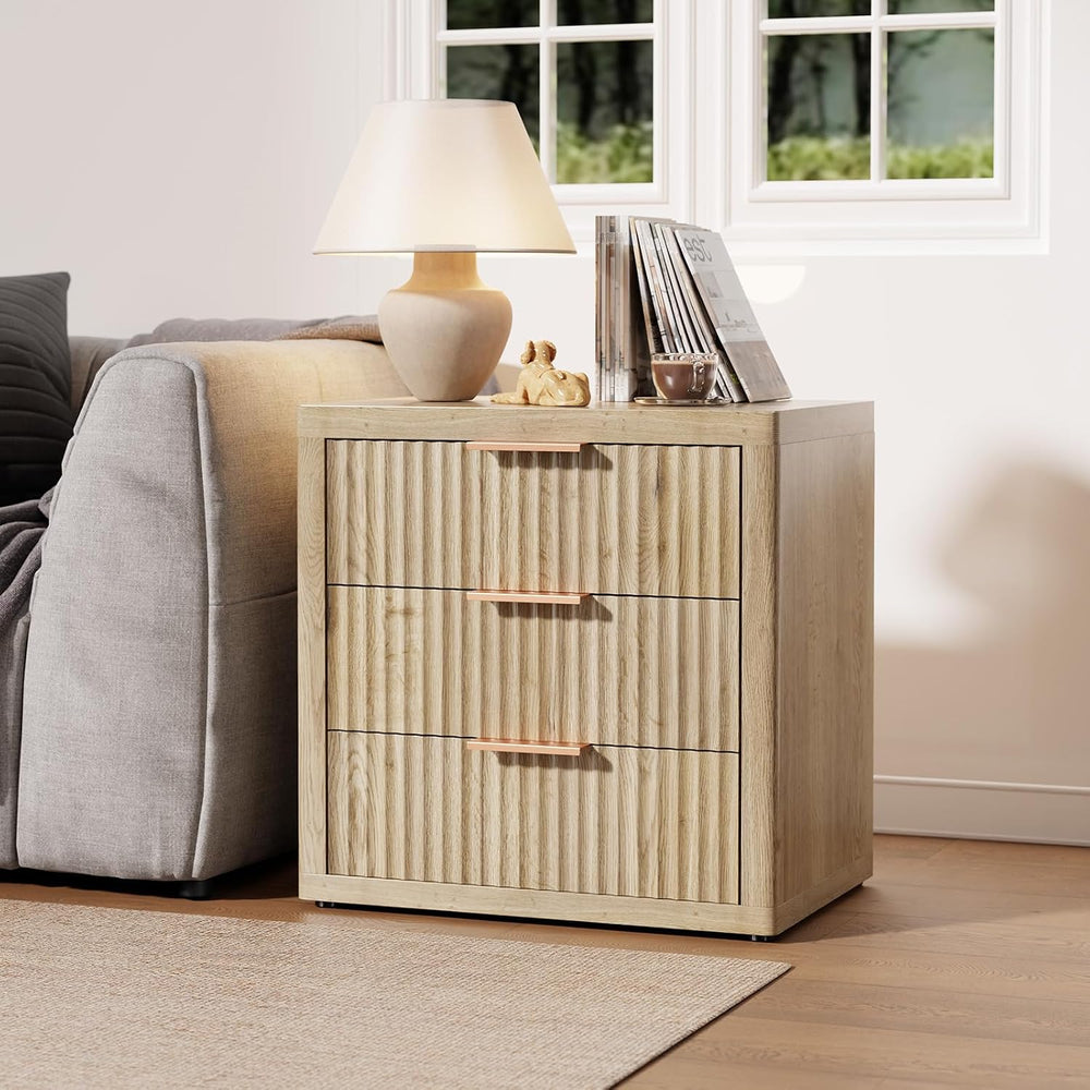 23" Wide Fluted Nightstands Set of 2, Bedroom End Table