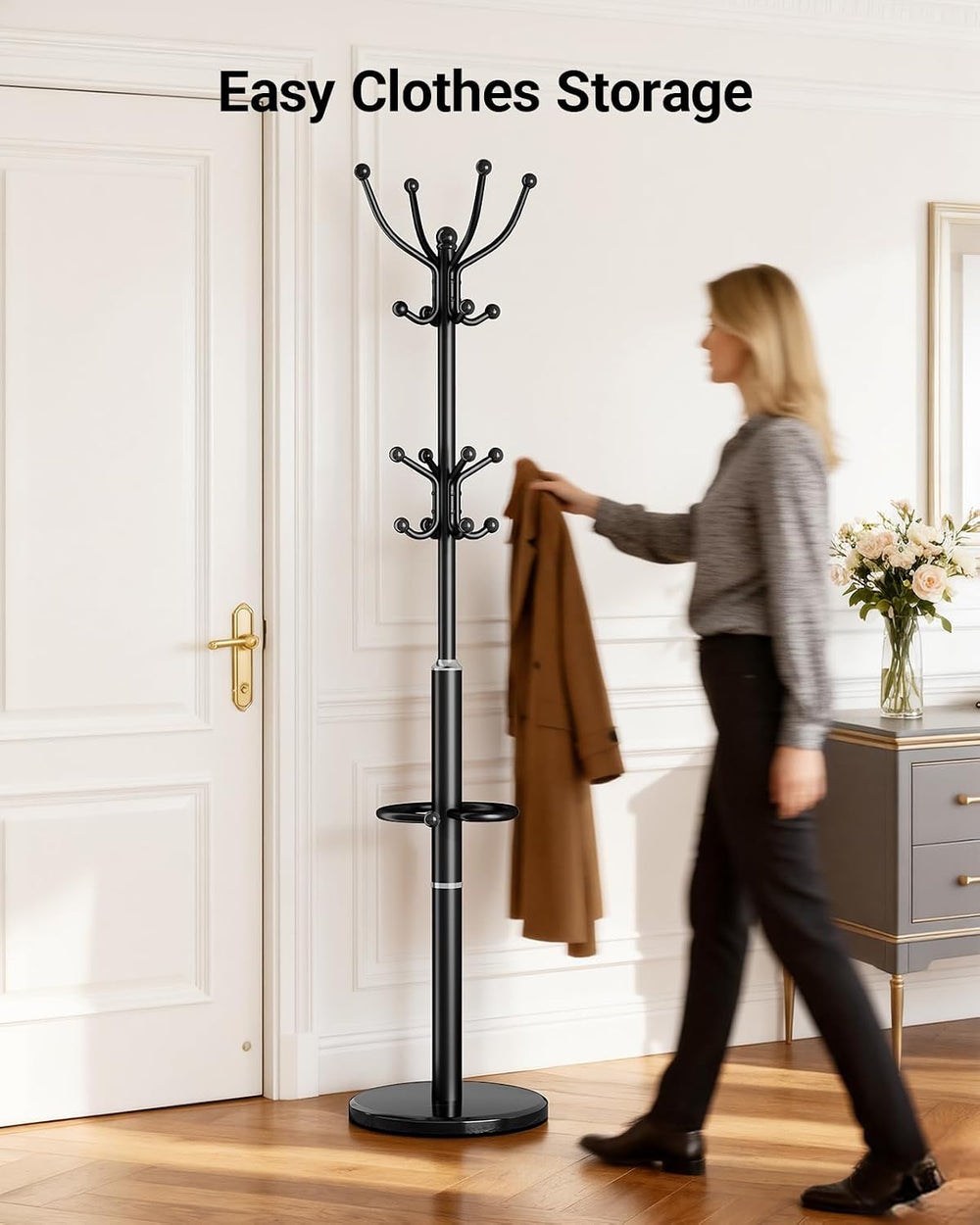 Pipishell Metal Heavy Duty Coat Rack with Sturdy Marble Base, Coat Tree with ...