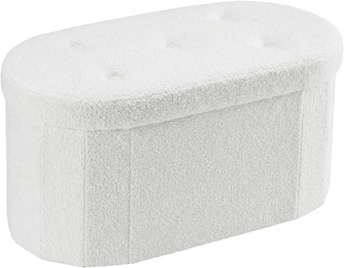 DUMOS 30 Inch Storage Ottoman Bench End of Bed, White