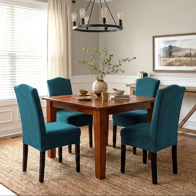 H.VERSAILTEX Velvet Dining Chair Covers Stretch Chair Covers for Dining Room ...