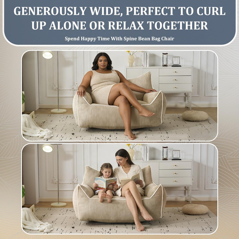 MOJAY Giant Bean Bag Chair, Oversized Plush Fluffy Lounge Chair with Filling,...