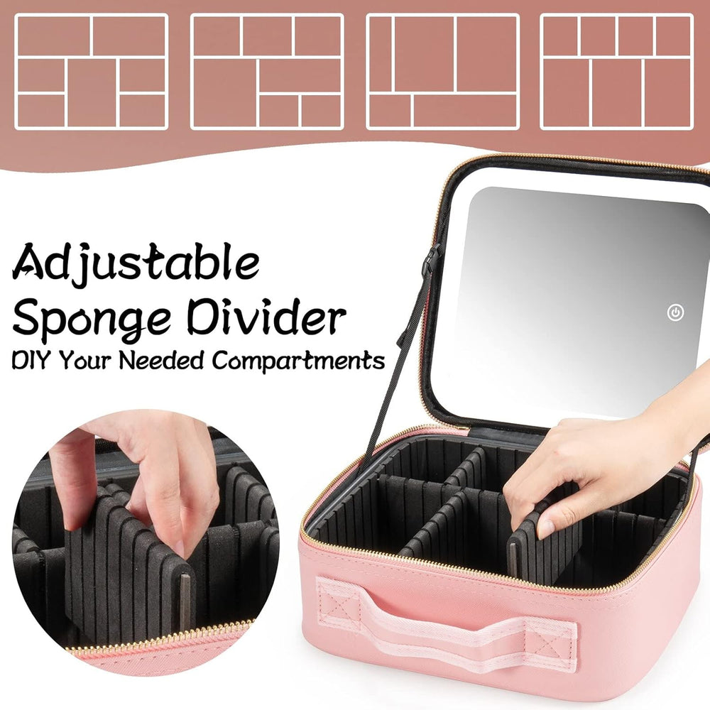 Extrei Gent Makeup Travel Train Case with Mirror LED Light 3 Adjustable Brigh...
