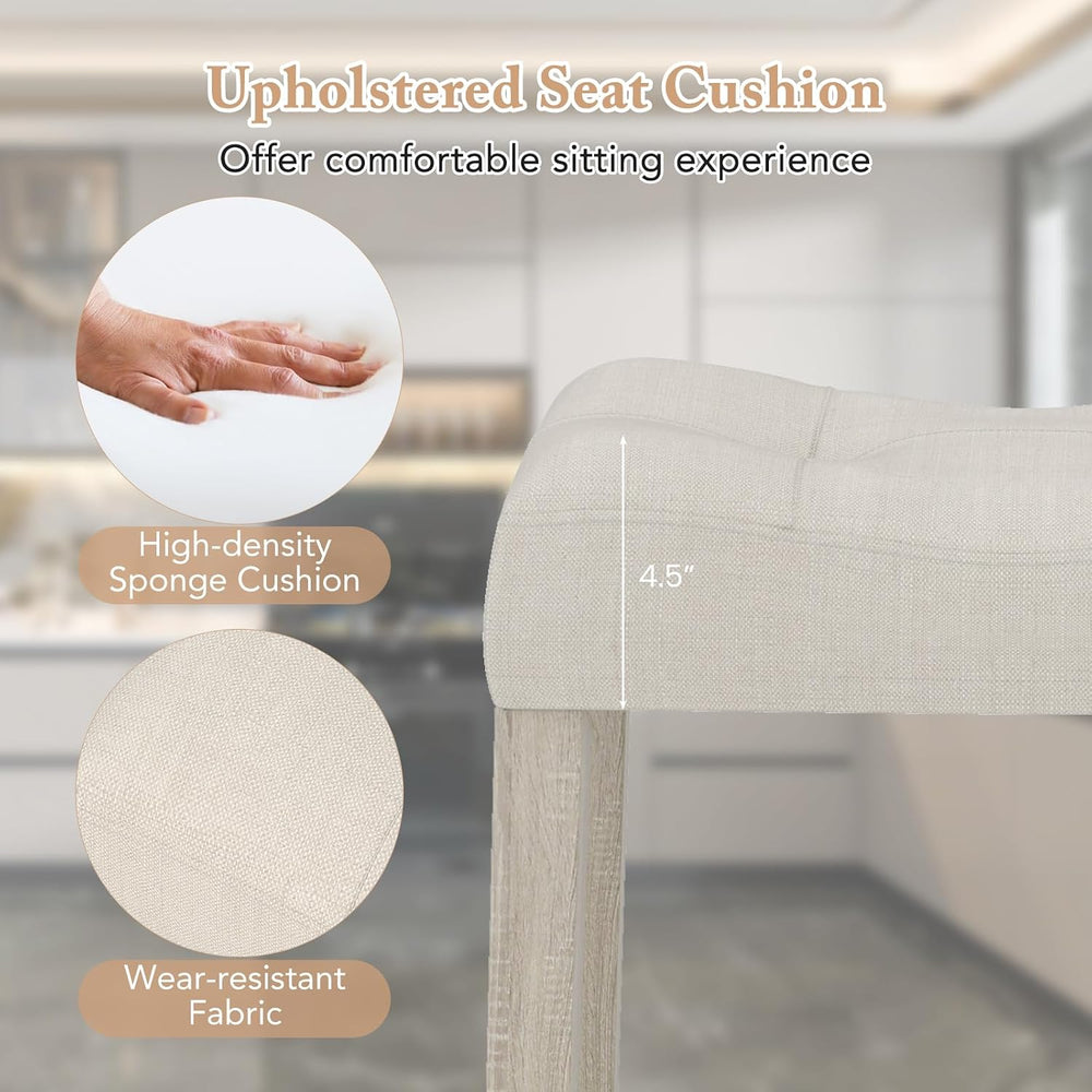 COSTWAY Wooden Saddle Stools Set of 2, 24-inch Counter Height Upholstered Bac...